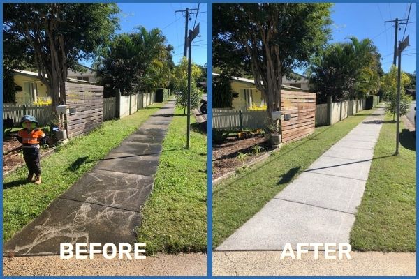 Concrete Pressure Washing Pathway Before Vs After