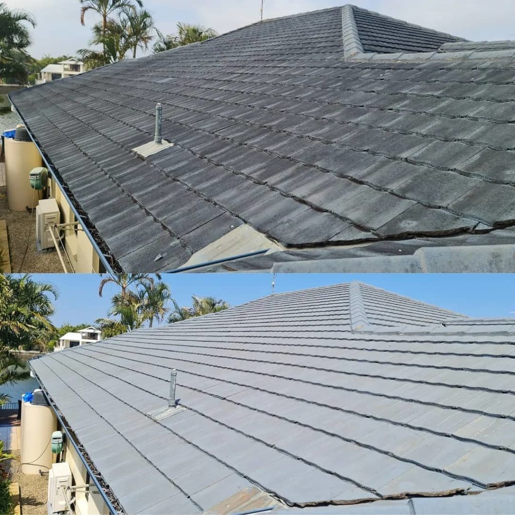 roof cleaning Qld before vs after